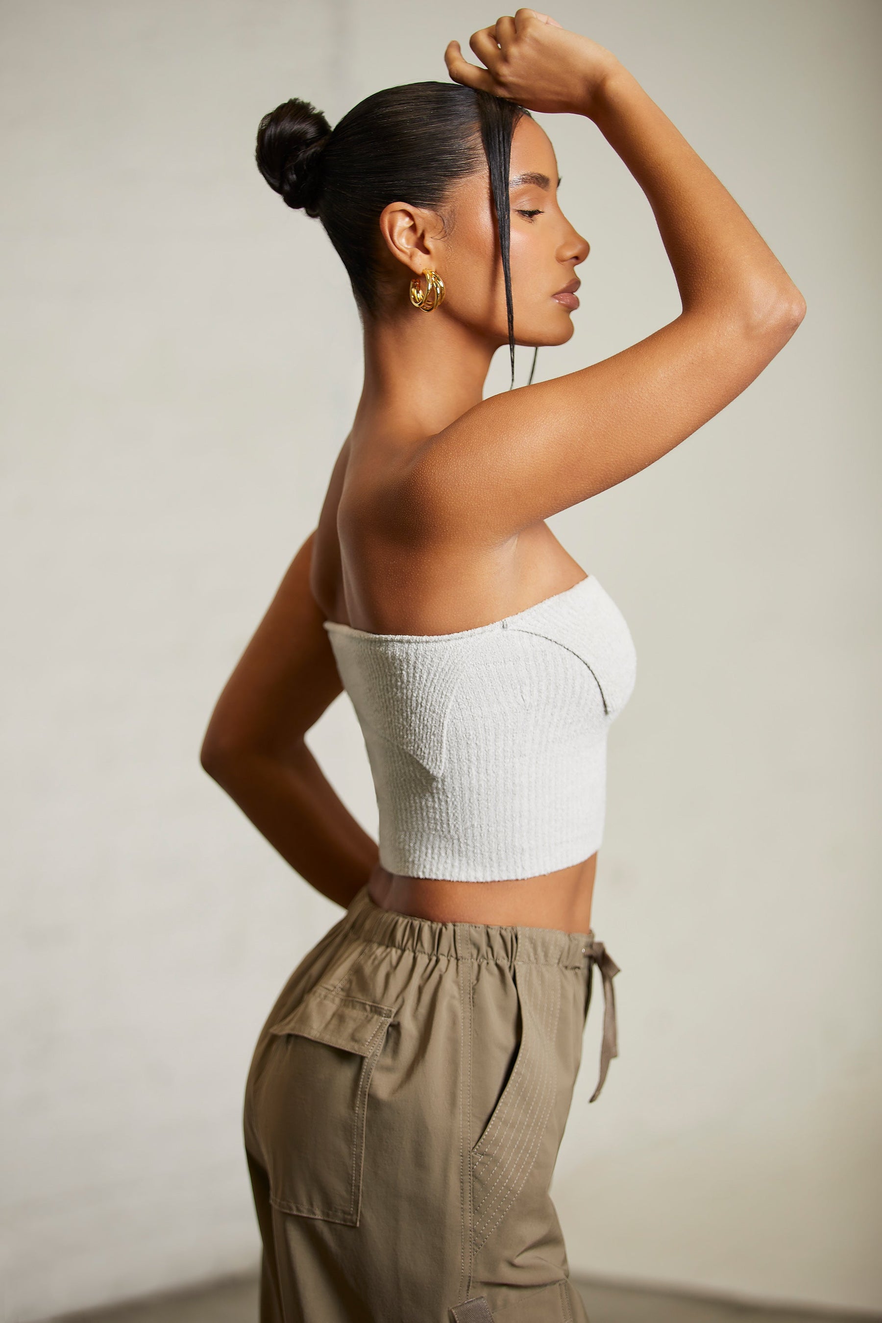 Overlap Bandeau Crop Top in Alloy