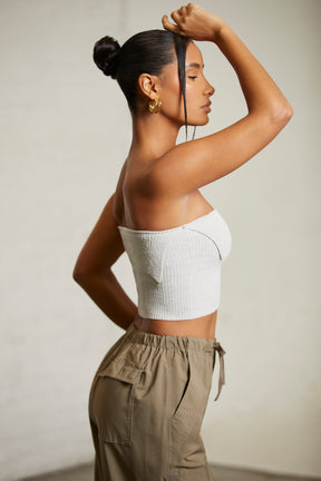 Overlap Bandeau Crop Top in Alloy