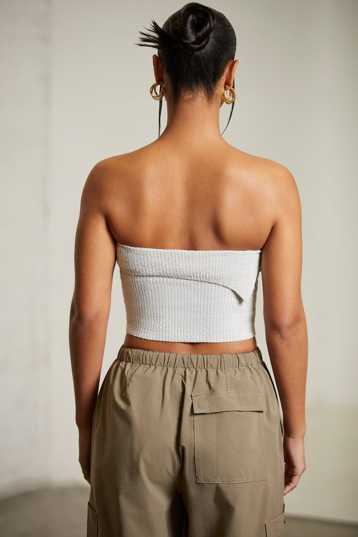 Overlap Bandeau Crop Top in Alloy