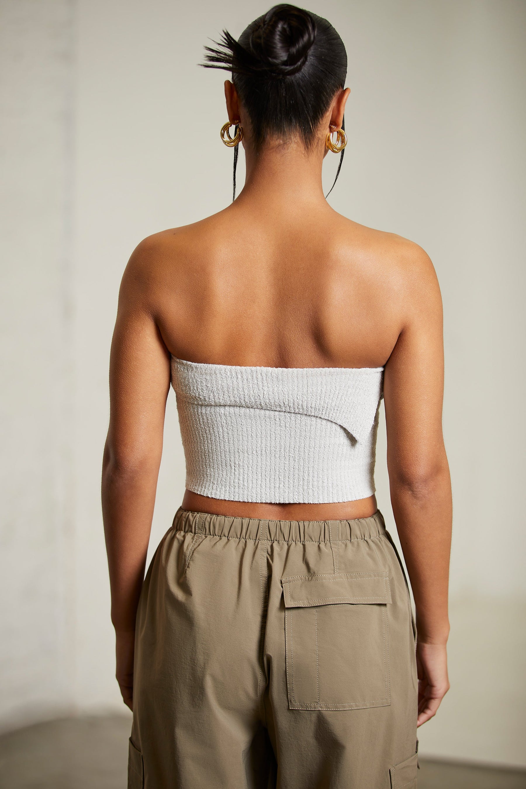 Overlap Bandeau Crop Top in Alloy