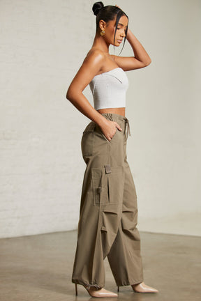 Overlap Bandeau Crop Top in Alloy