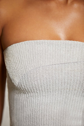 Overlap Bandeau Crop Top in Alloy