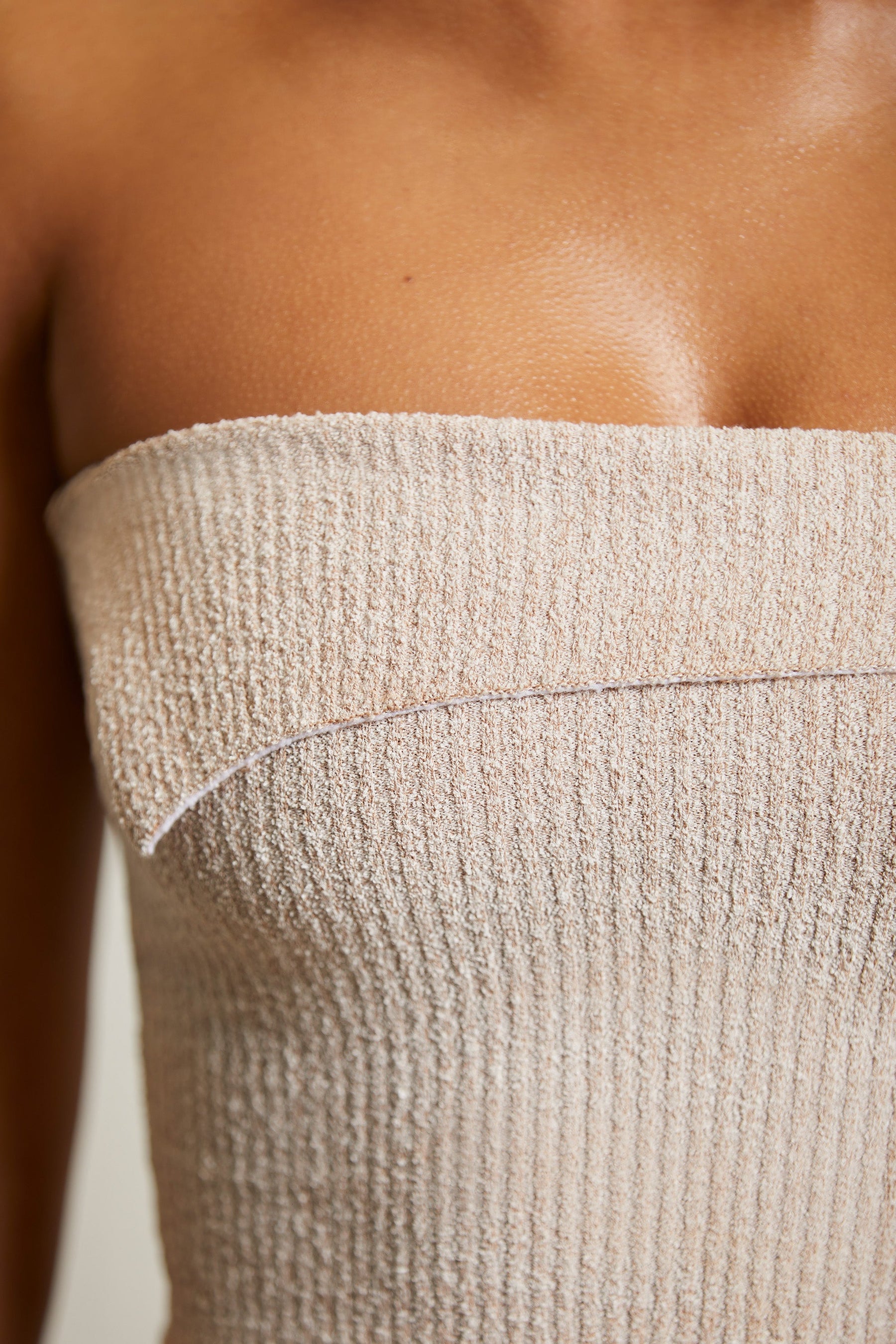 Overlap Bandeau Crop Top in Praline