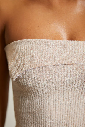 Overlap Bandeau Crop Top in Praline