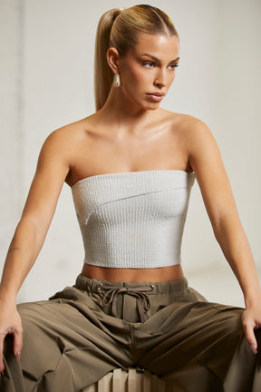 Overlap Bandeau Crop Top in Alloy
