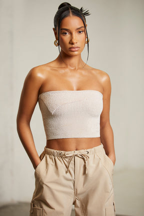 Overlap Bandeau Crop Top in Praline
