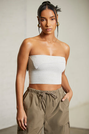 Overlap Bandeau Crop Top in Alloy