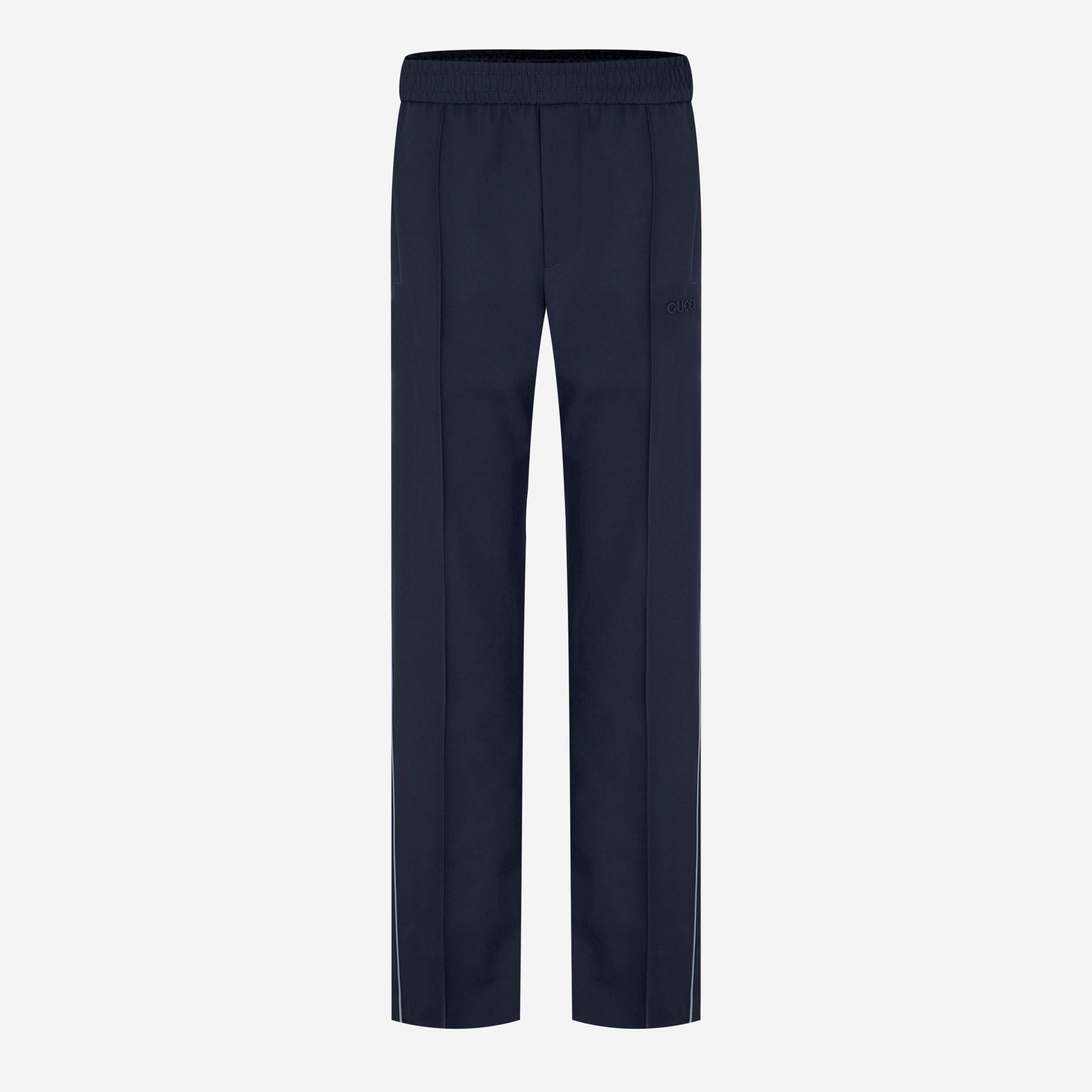 Embroidered Wool Twill Trousers