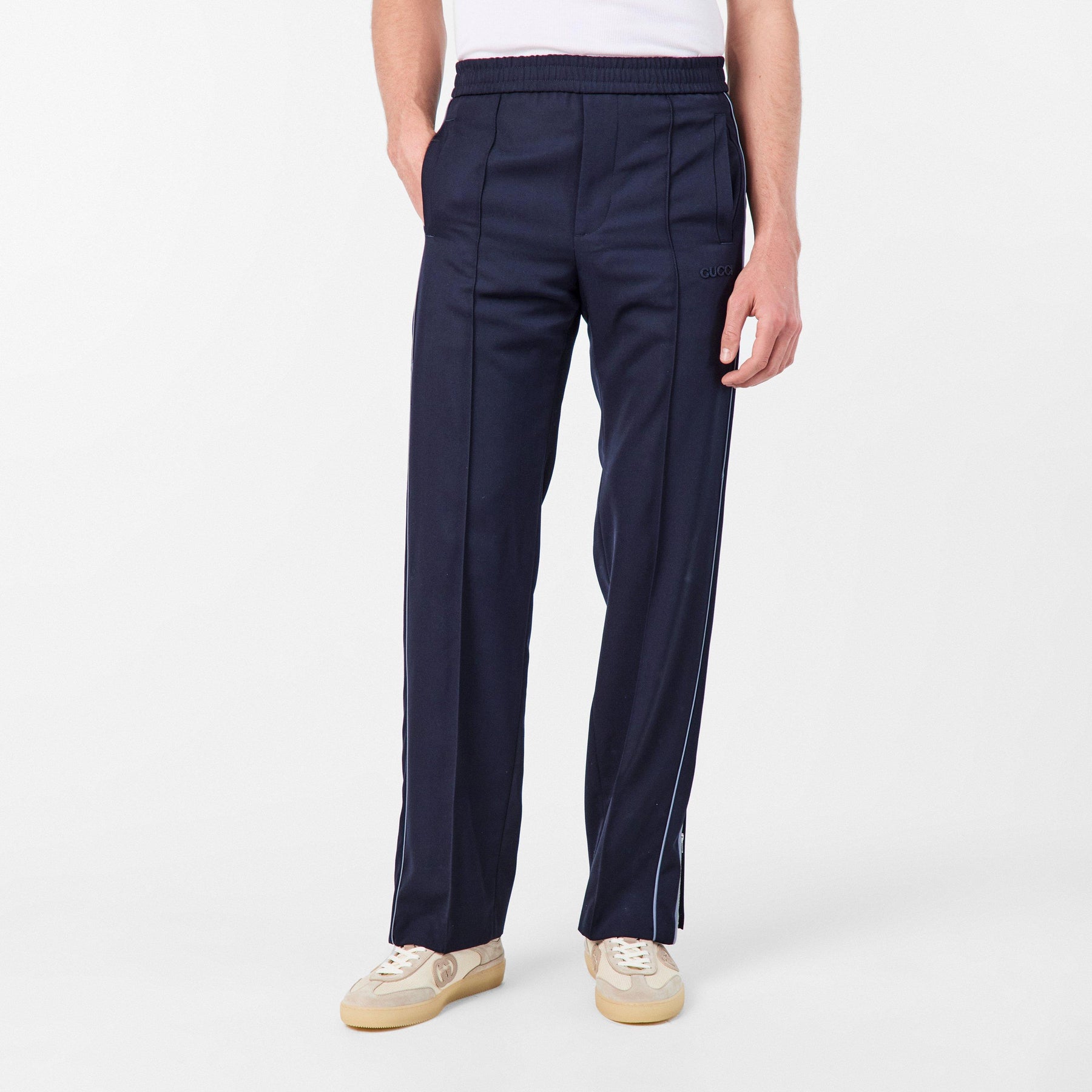 Embroidered Wool Twill Trousers