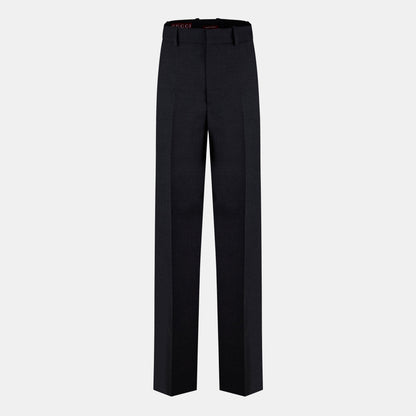 Plain Wool Wide Leg Trousers
