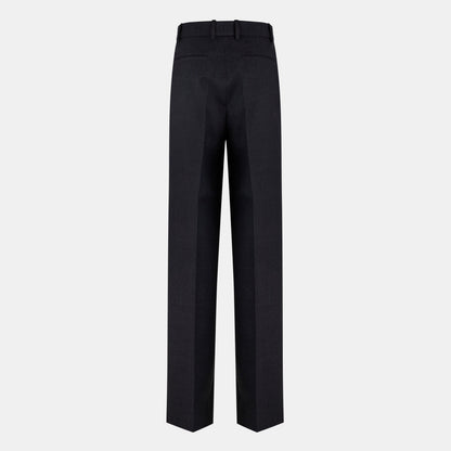 Plain Wool Wide Leg Trousers