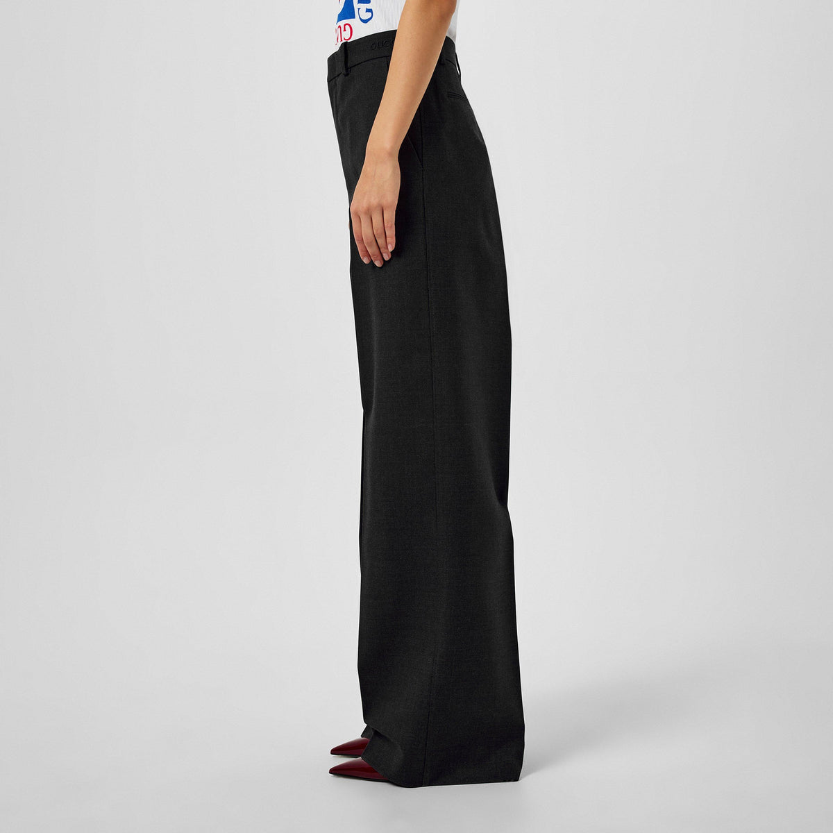 Women's Plain Wool Wide Leg Trousers
