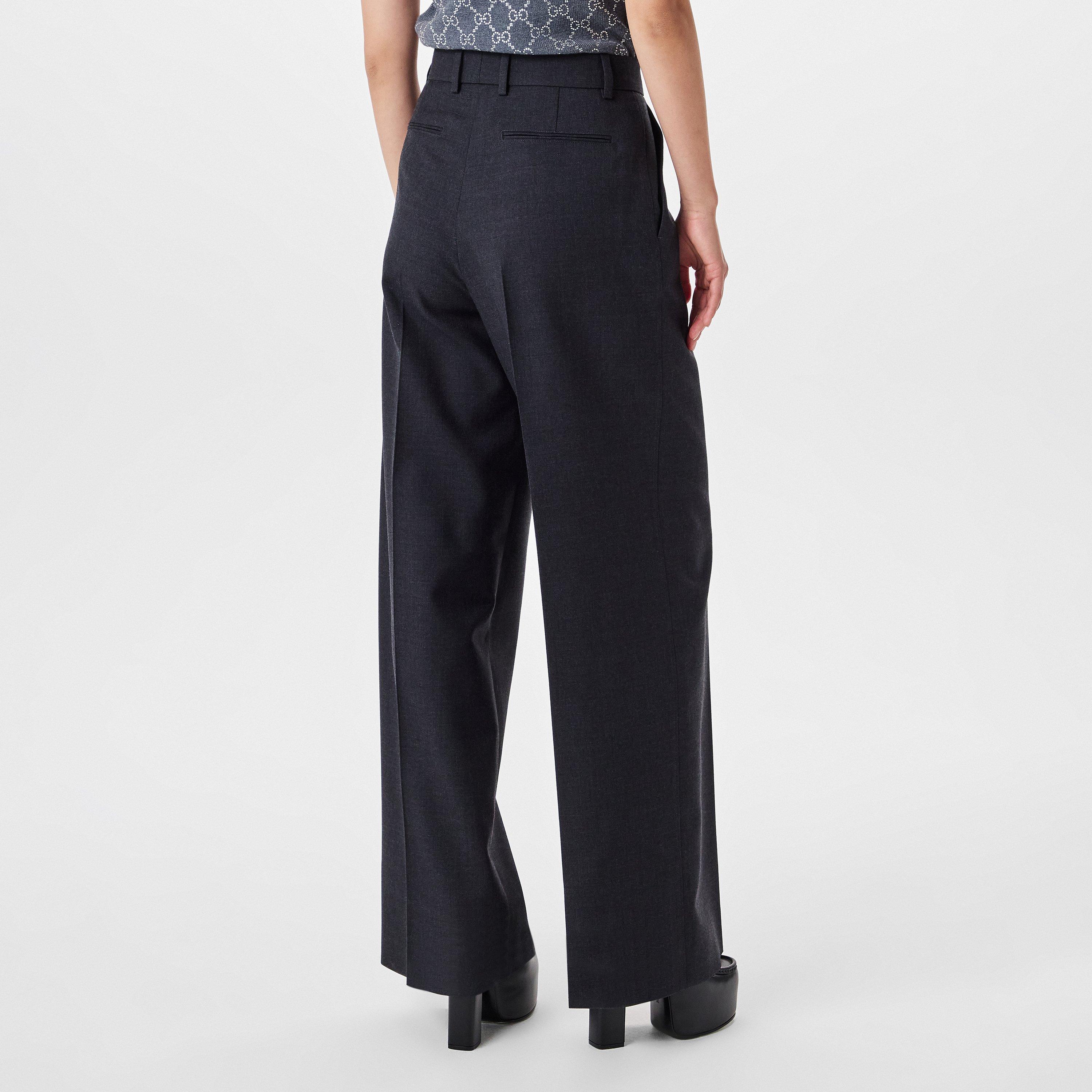 Plain Wool Wide Leg Trousers