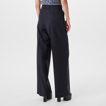Plain Wool Wide Leg Trousers