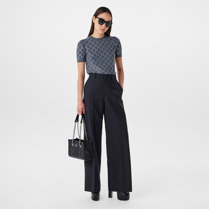 Plain Wool Wide Leg Trousers