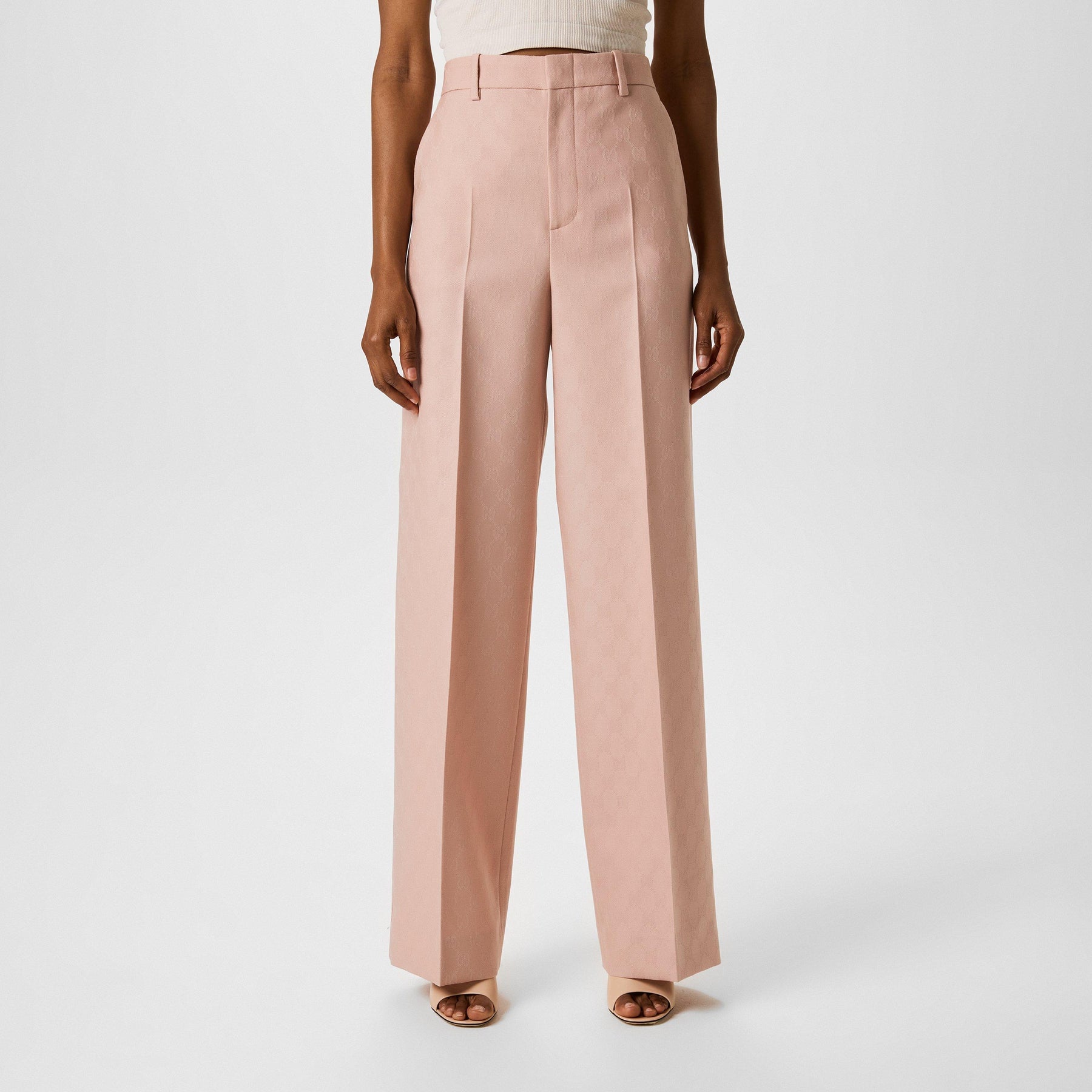 Wool Jacquard Straight Leg Trousers