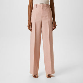 Wool Jacquard Straight Leg Trousers