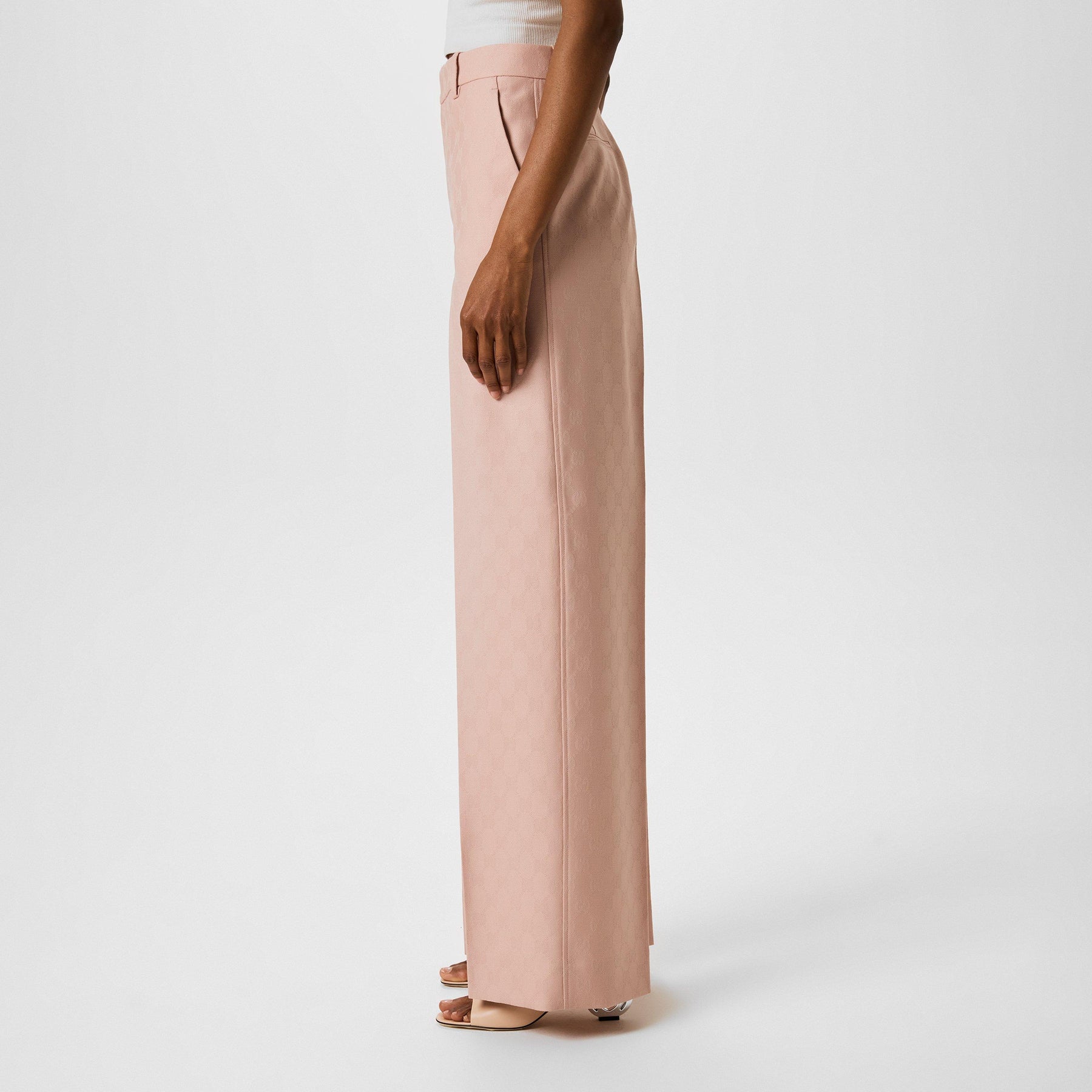 Wool Jacquard Straight Leg Trousers