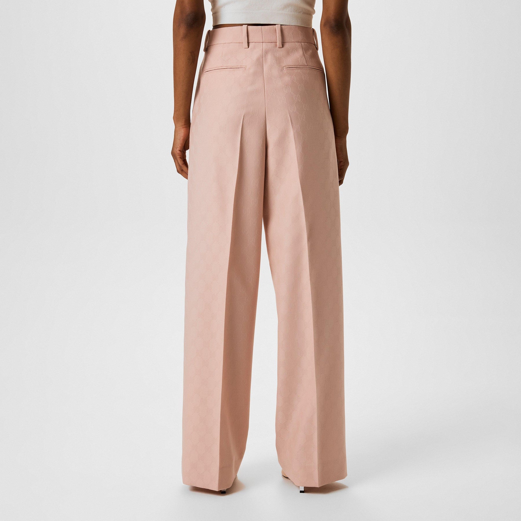Wool Jacquard Straight Leg Trousers