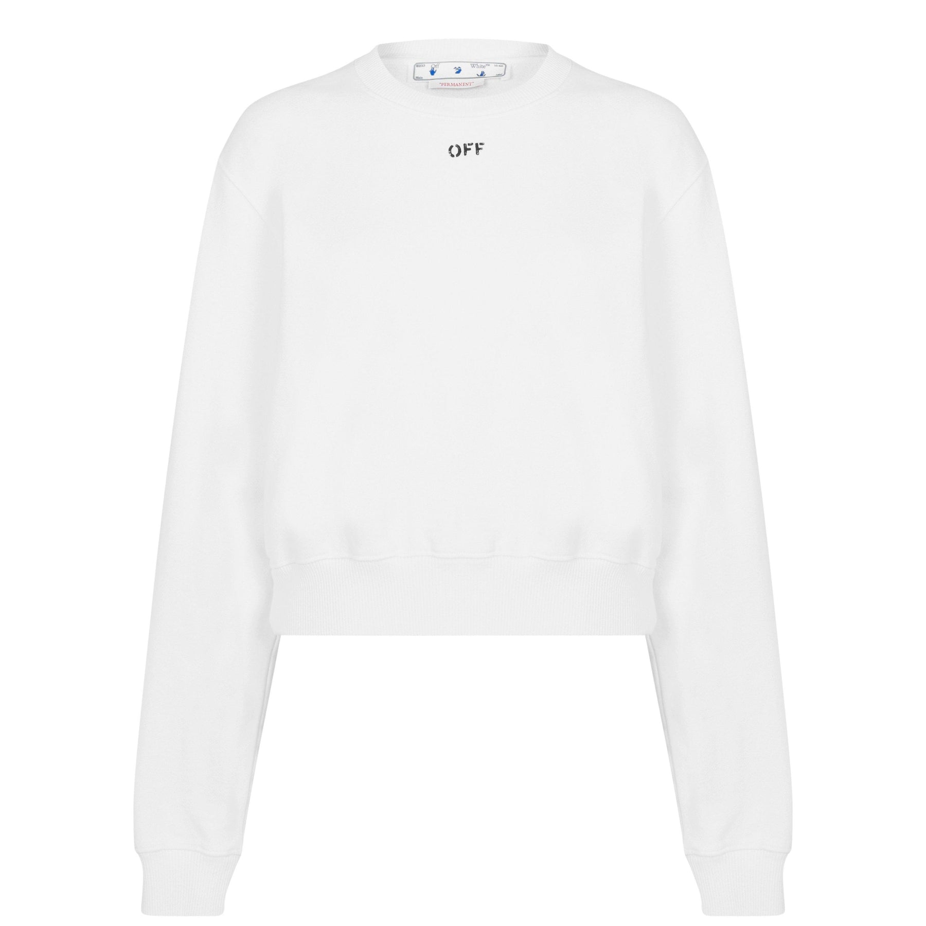 Women's Stamp Crew Sweatshirt, OFF Stamp Printed