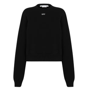 Women's Stamp Crew Sweatshirt, OFF Stamp Printed