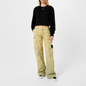 Women's Stamp Crew Sweatshirt, OFF Stamp Printed