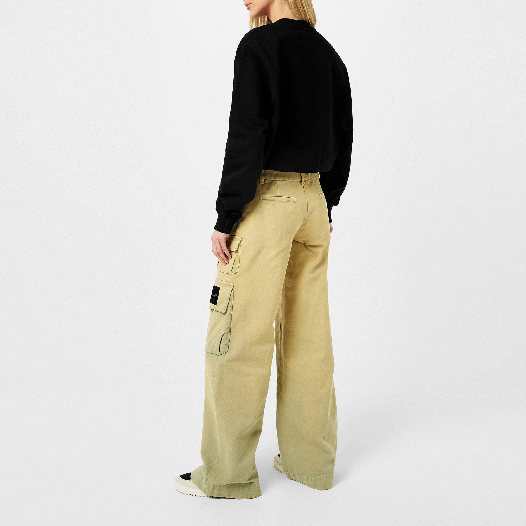 Women's Stamp Crew Sweatshirt, OFF Stamp Printed