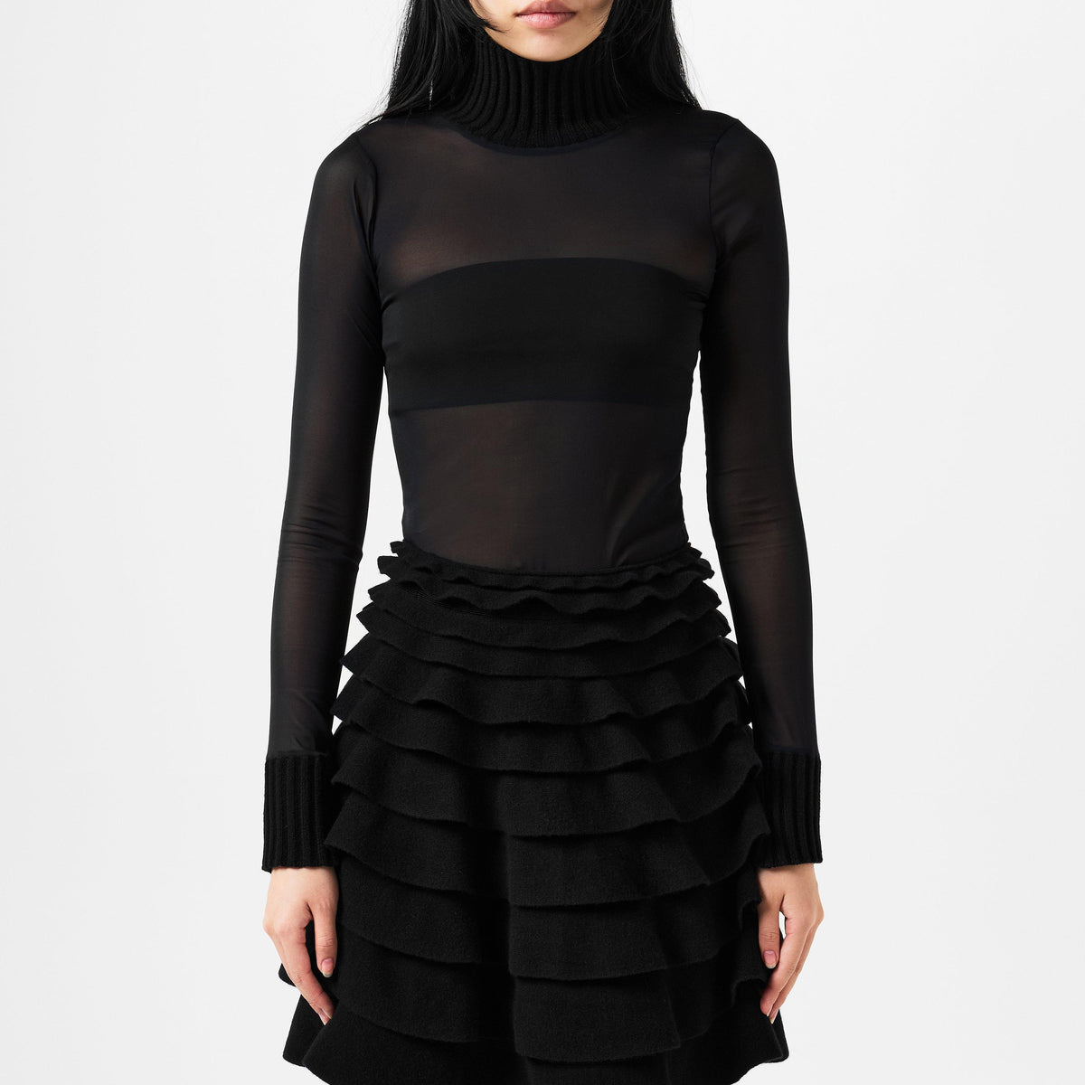 Sheer Turtleneck Top