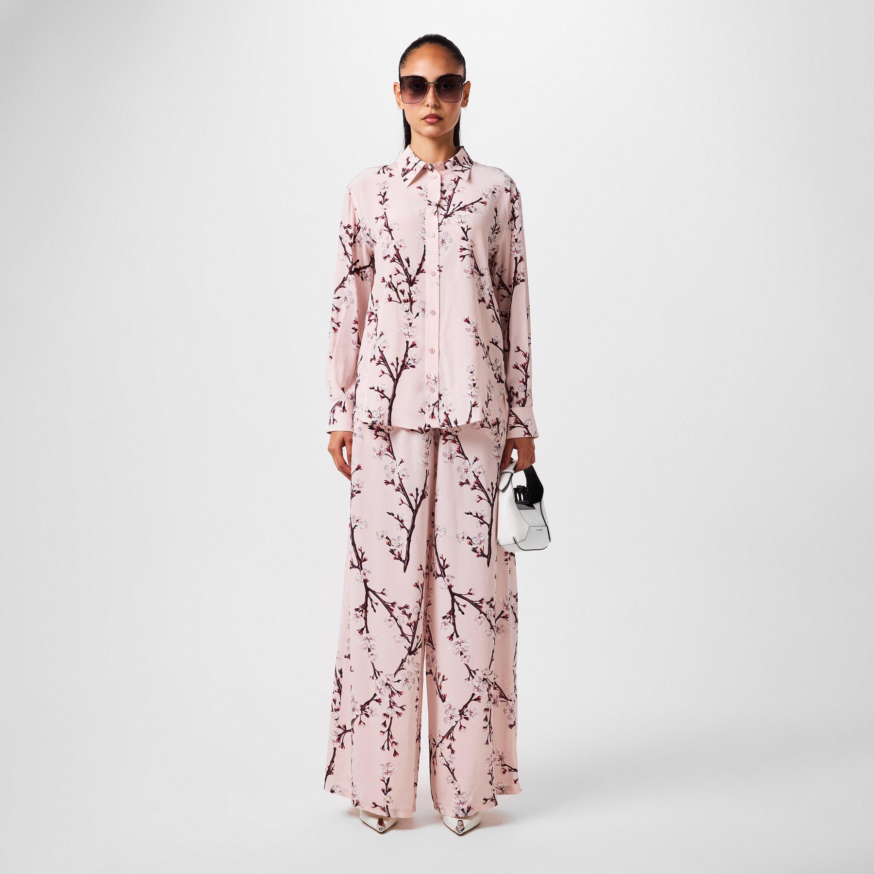 Floral Print Wide Leg Trousers