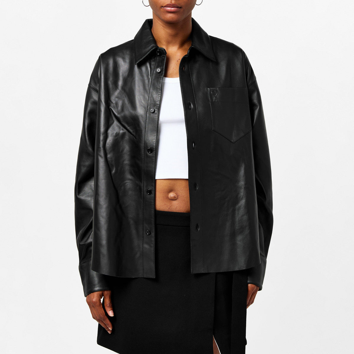 Boxy Fit Leather Shirt