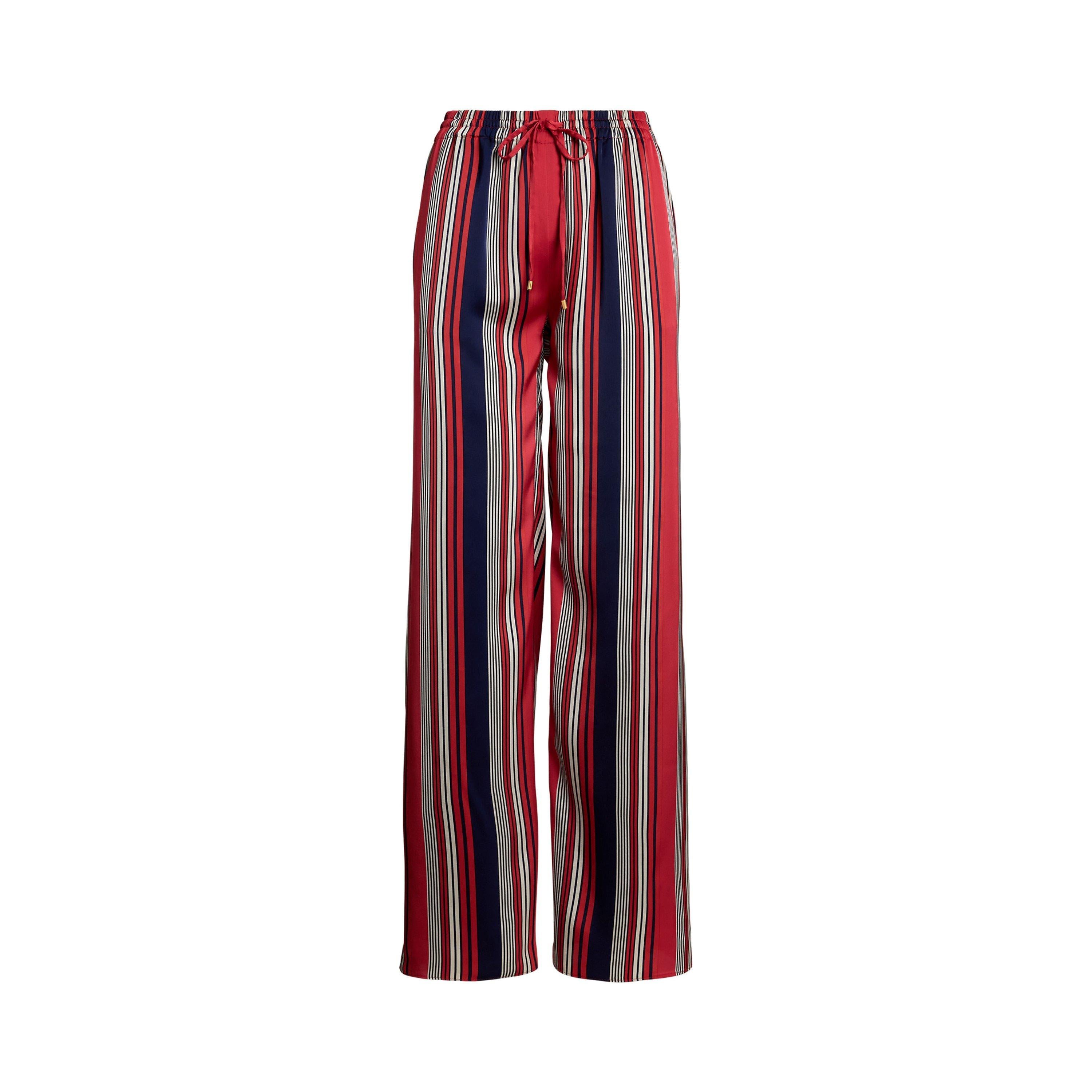 Striped Charmeuse Wide-Leg Trousers