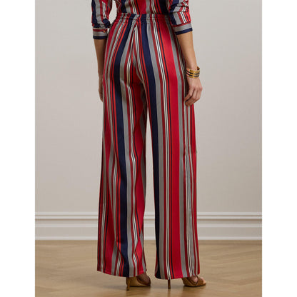 Striped Charmeuse Wide-Leg Trousers