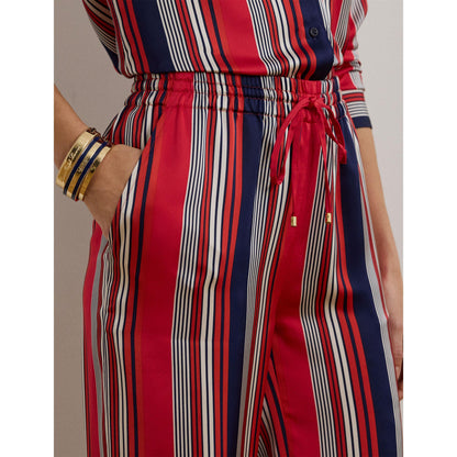 Striped Charmeuse Wide-Leg Trousers