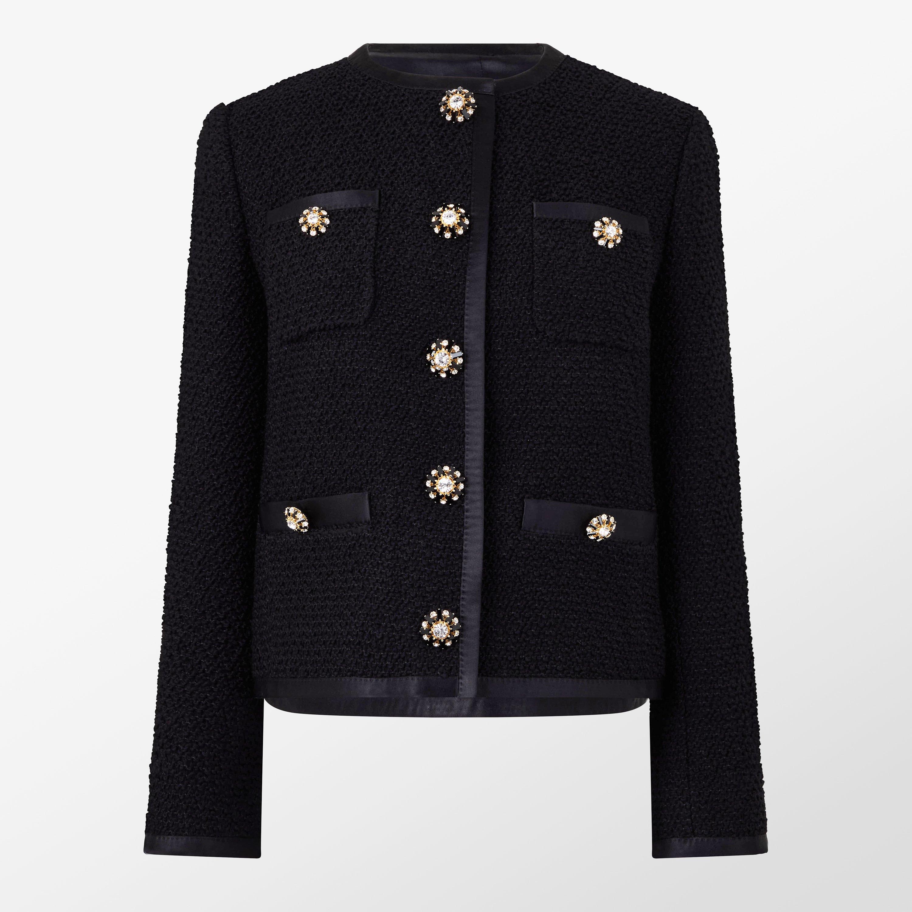 Buttoned Boucle Wool Long Sleeve Overcoat
