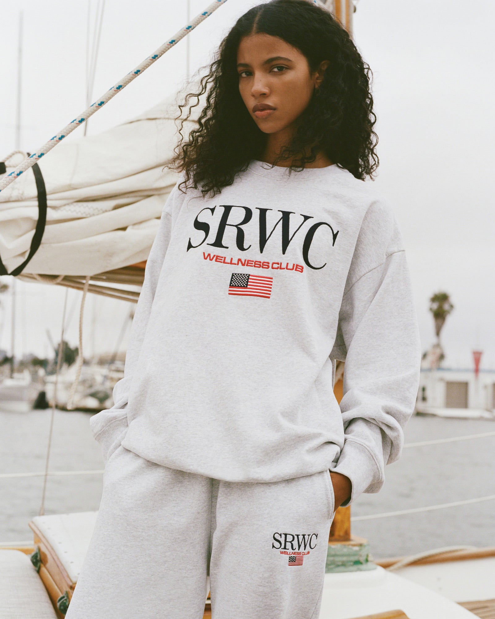 Nautical Embroidered Crewneck - Heather Gray