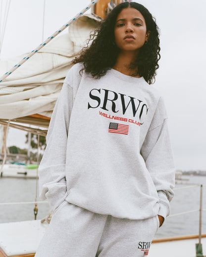 Nautical Embroidered Wide Sweatpant - Heather Gray