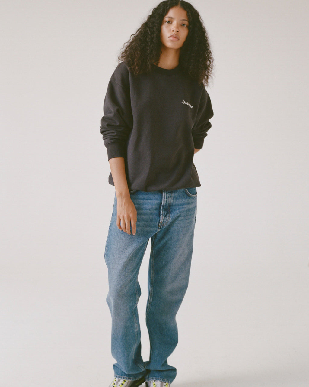 Signature Logo Embroidered Crewneck - Black/White