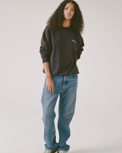 Signature Logo Embroidered Crewneck - Black/White