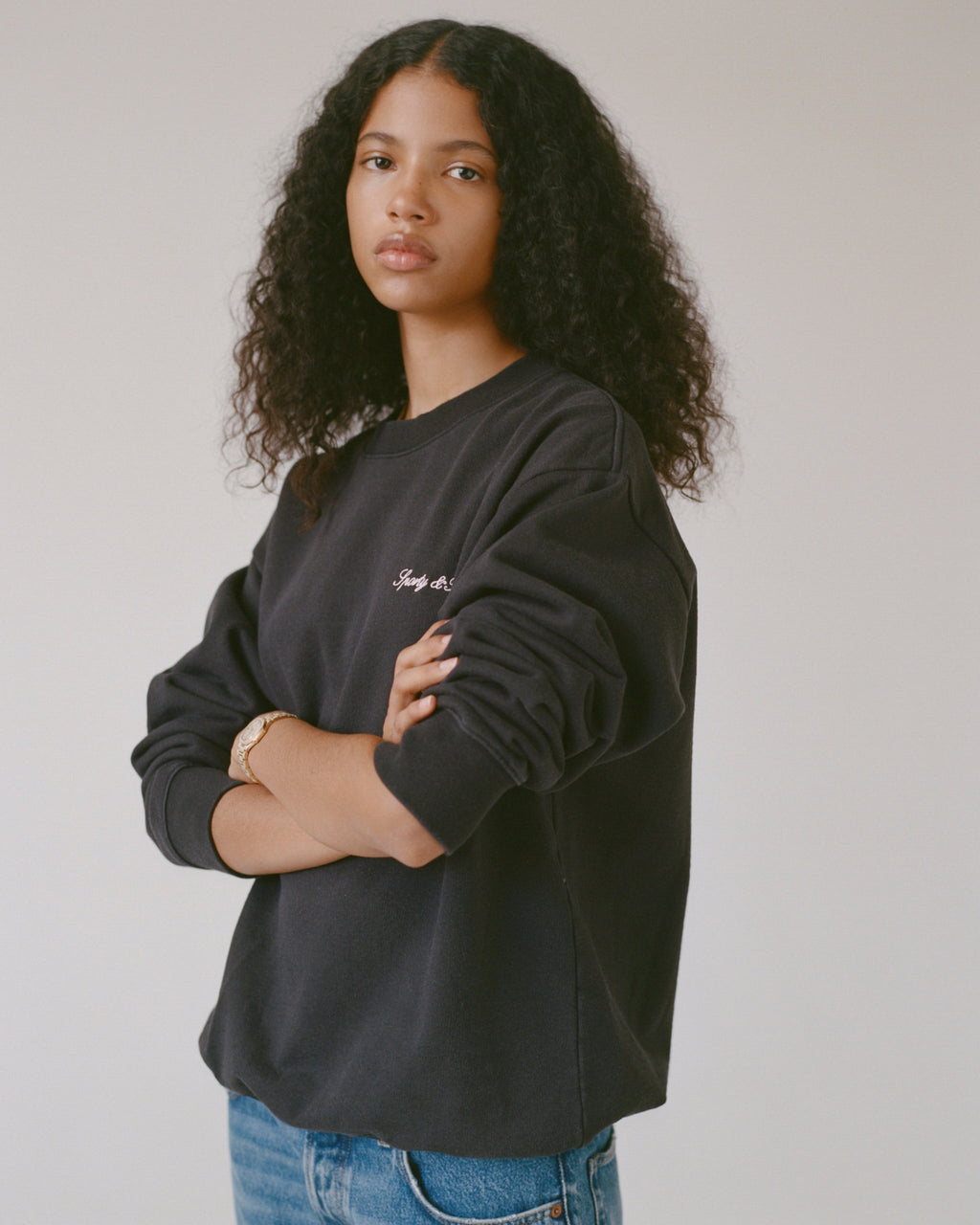 Signature Logo Embroidered Crewneck - Black/White