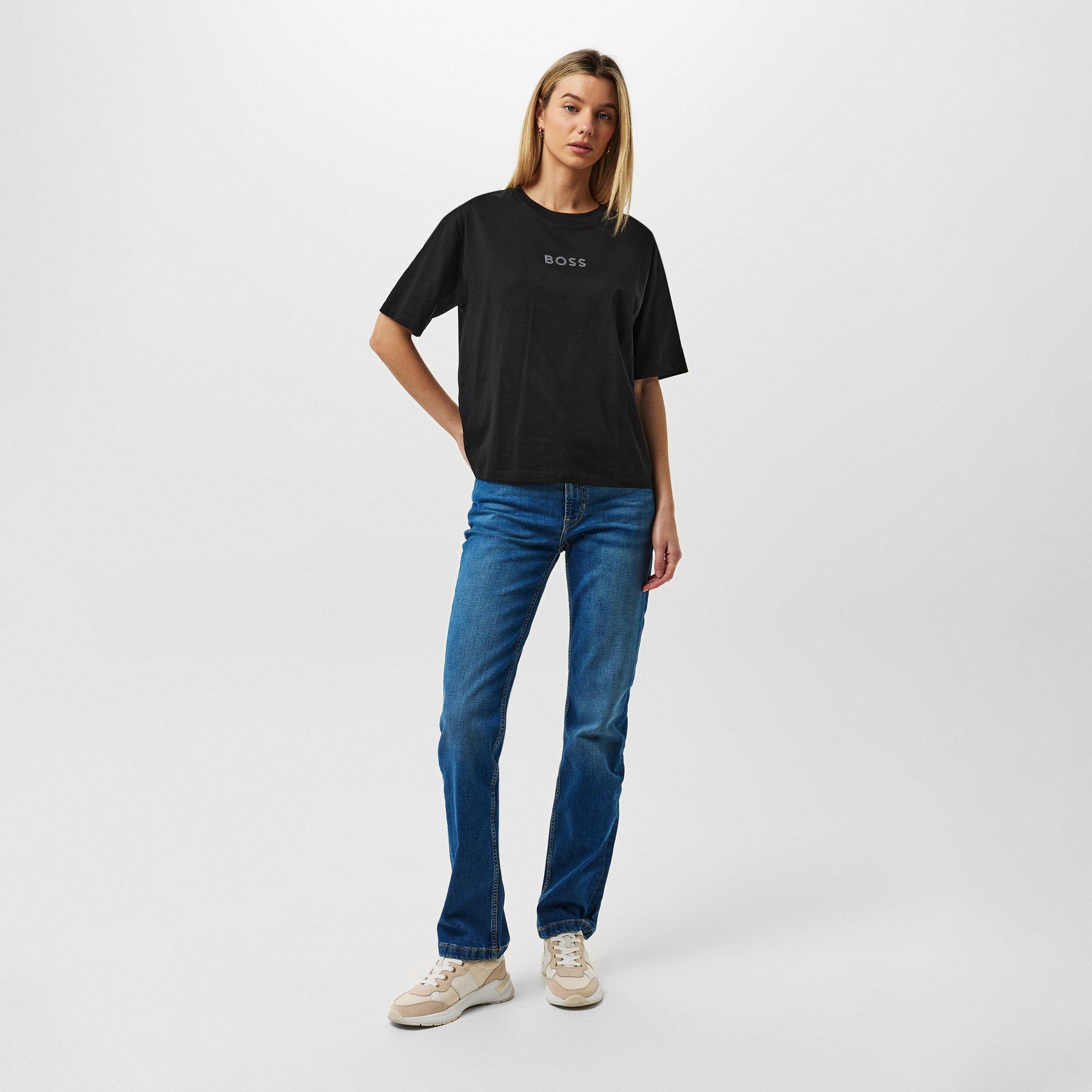 Women's Shiny Logo T-Shirt with Centre Logo