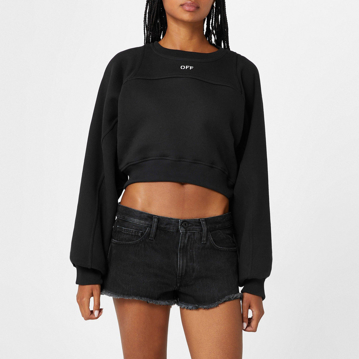 Women's Stamp Cropped Crew Sweater with Built-in Harness