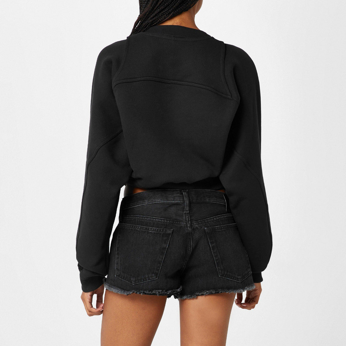 Women's Stamp Cropped Crew Sweater with Built-in Harness