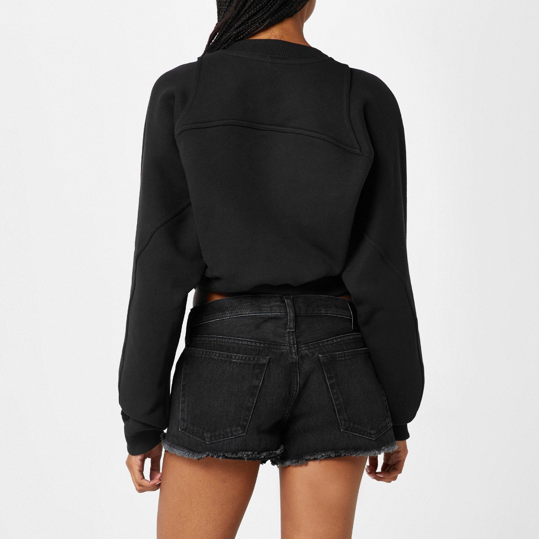 Women's Stamp Cropped Crew Sweater with Built-in Harness