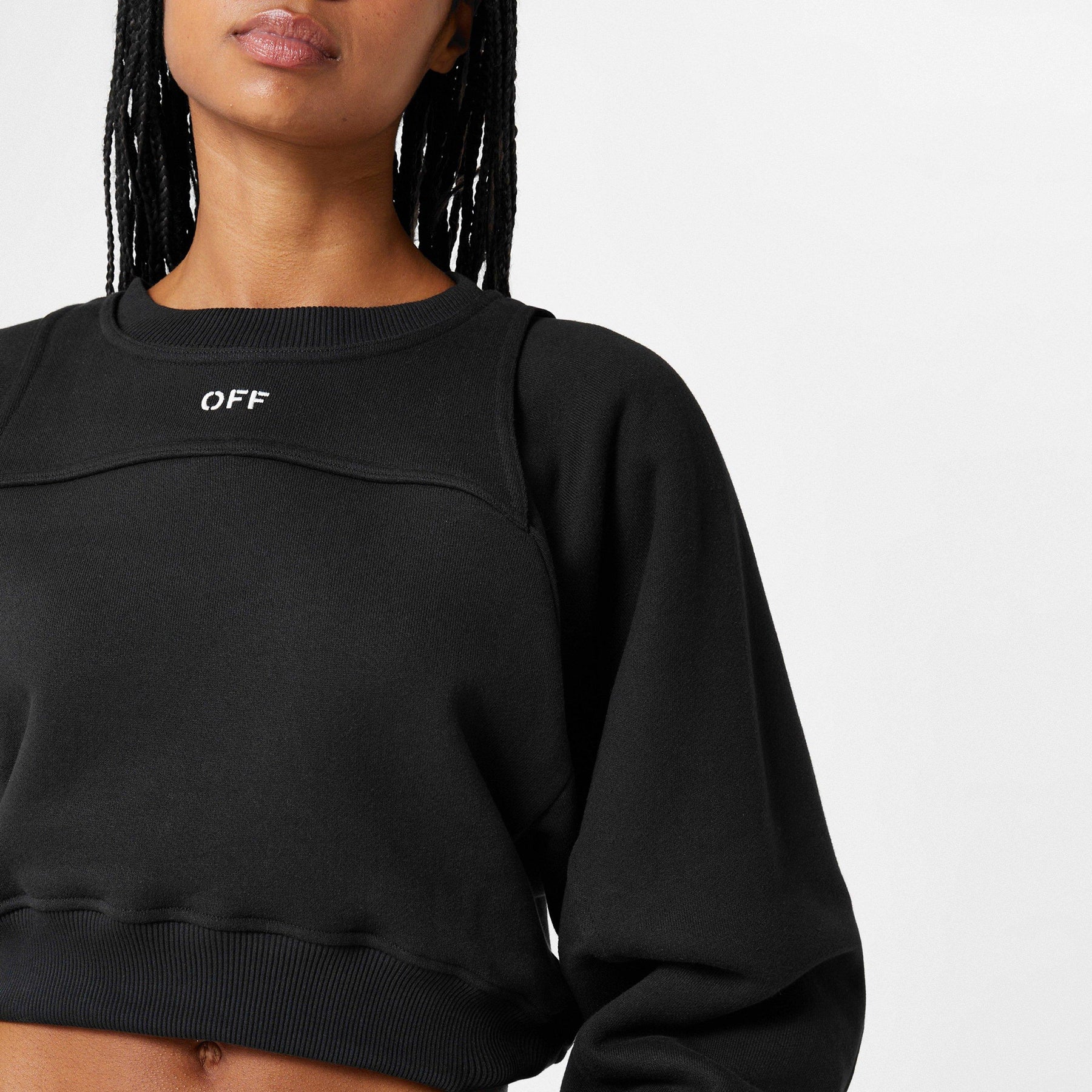 Women's Stamp Cropped Crew Sweater with Built-in Harness
