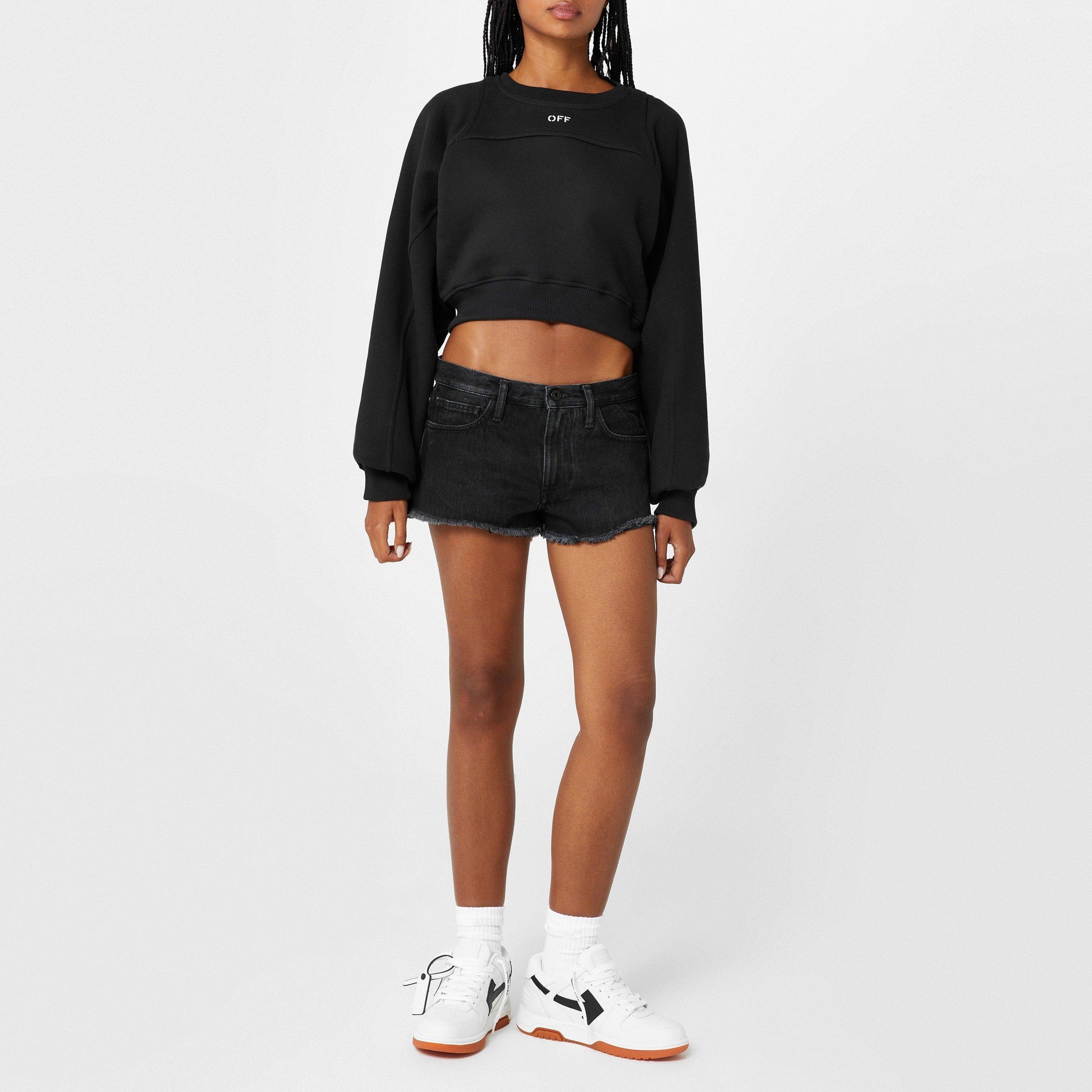 Women's Stamp Cropped Crew Sweater with Built-in Harness