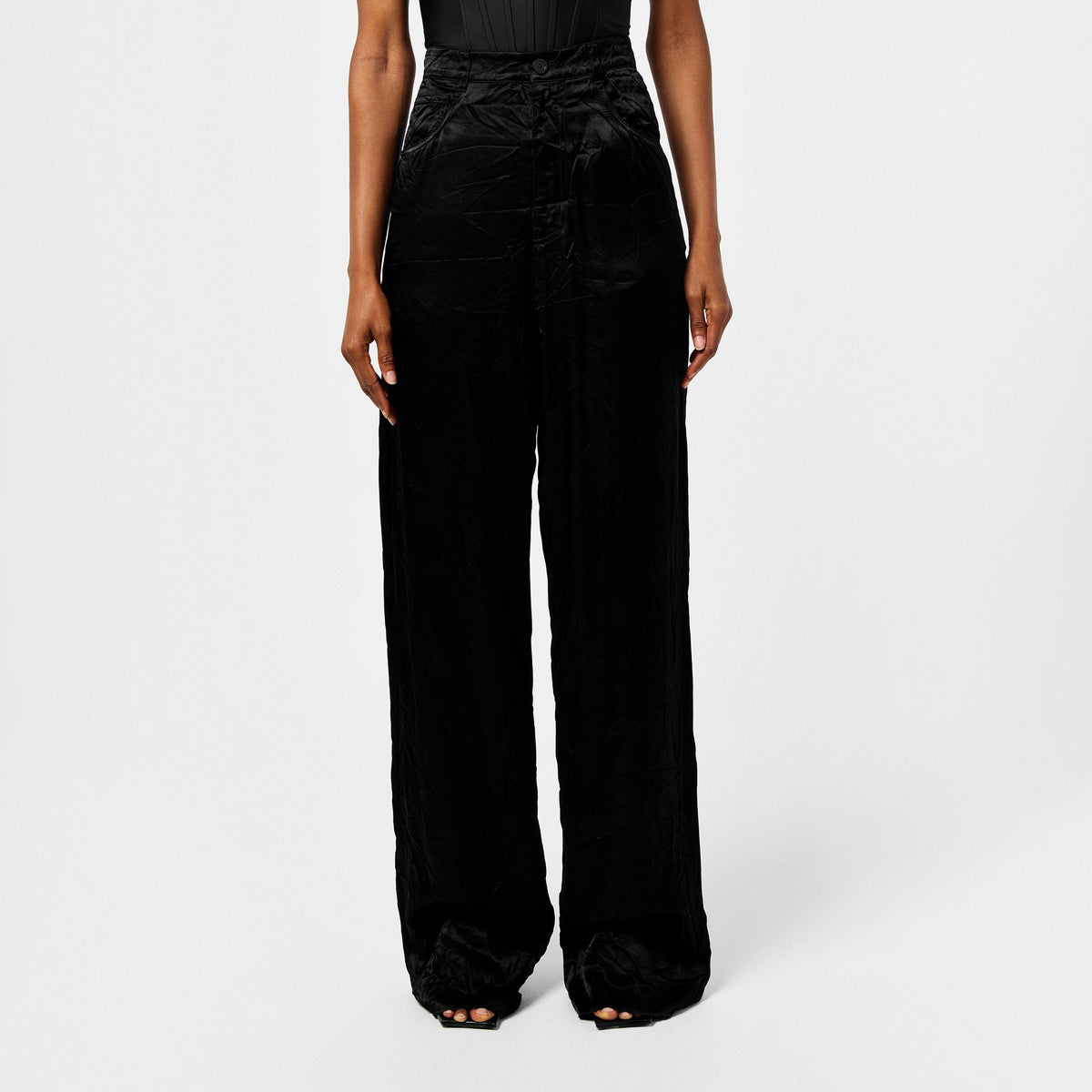 Crinkled Satin Pants