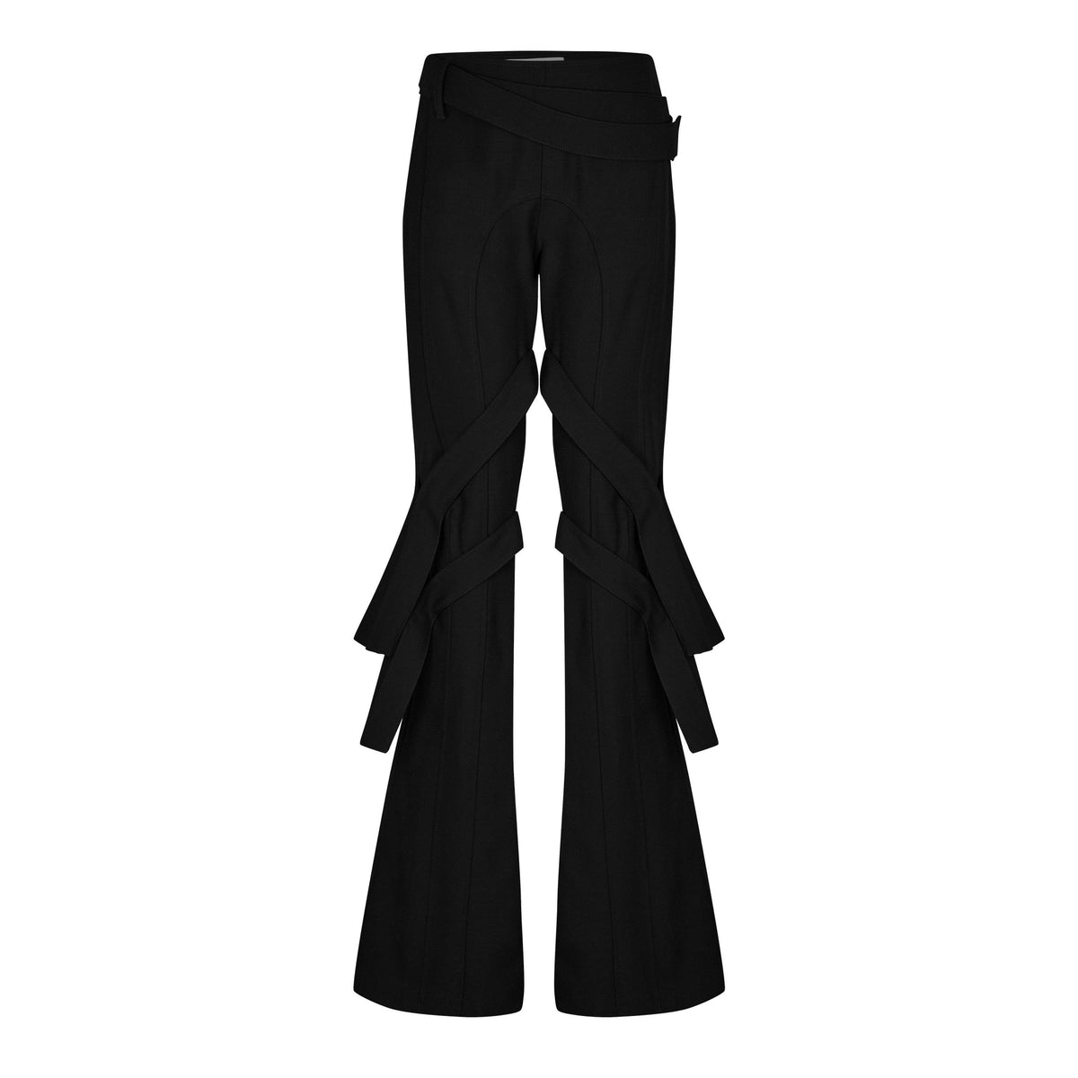 Strap-Detail Flared Trousers