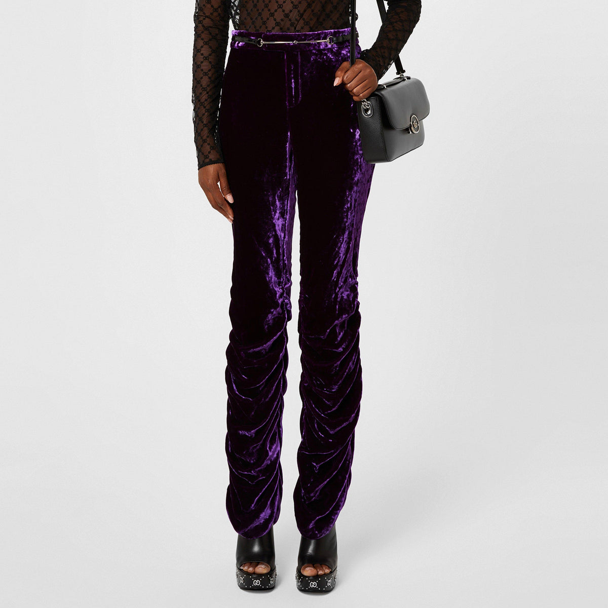 Velvet Trouser With Horsebit Belt