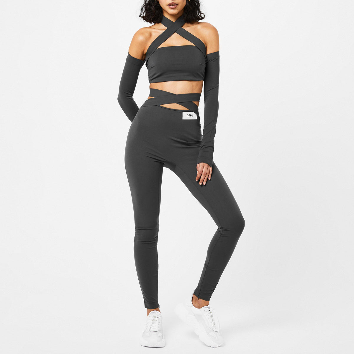 Viscose Pants With Crossover Strap On The Waist
