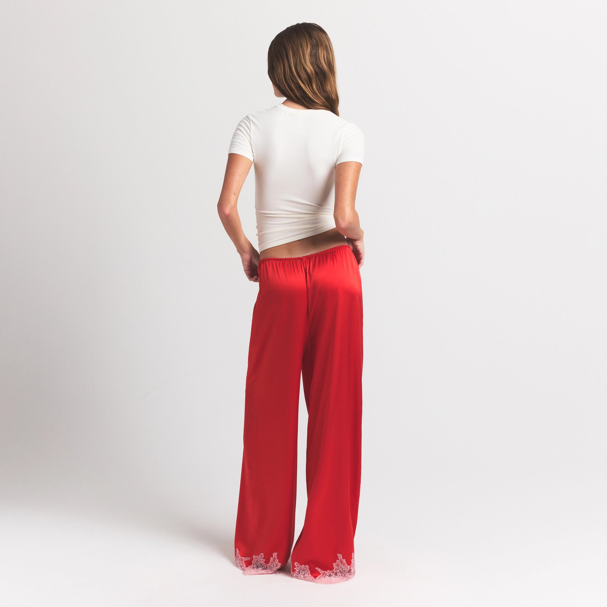 Silk Lace Straight Leg Pant